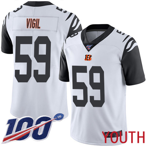 Cincinnati Bengals Limited White Youth Nick Vigil Jersey NFL Footballl #59 100th Season Rush Vapor Untouchable->youth nfl jersey->Youth Jersey